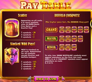 more buffalos slot machine features